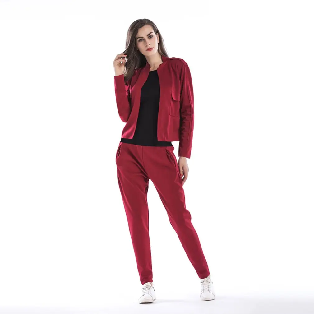 

2018 Autumn Tracksuit 2pcs Women Set Hoodies Crop Top Solid Sweatshirt+ Pants Plus Size 2 Pieces Sets Lady Clothing Suits Coats