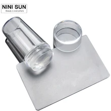 2016 1Pcs New Design Jelly Silicone Nail Art Stamper Scraper with Cap Transparent 2.8cm Nail Stamp Stamping Tool High Quality