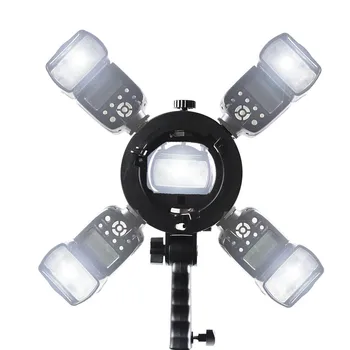 

Kolivar S-Type 4-Hot Shoe Bracket Holder for Flash Speedlite Bowen Mount Softbox Snoot Reflector Umbrella Photo Studio Soft box