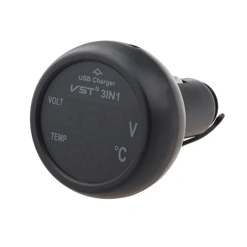 Авто-укладки Авто 12 В 24 В USB Зарядное устройство светодиодный цифровой термометр Батарея Мониторы вольтметр july13