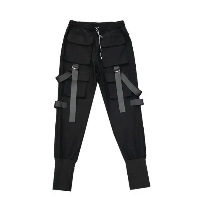 Повседневные Стрейчевые штаны унисекс, хип-хоп брюки узкие брюки S-3XL - Цвет: Черный