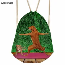 INSTANTARTS Забавные 3D Йога собака печать женские сумки на шнурке модные для девочек подростков дорожные рюкзаки для хранения мягкие Дырокол карман пляжная сумка