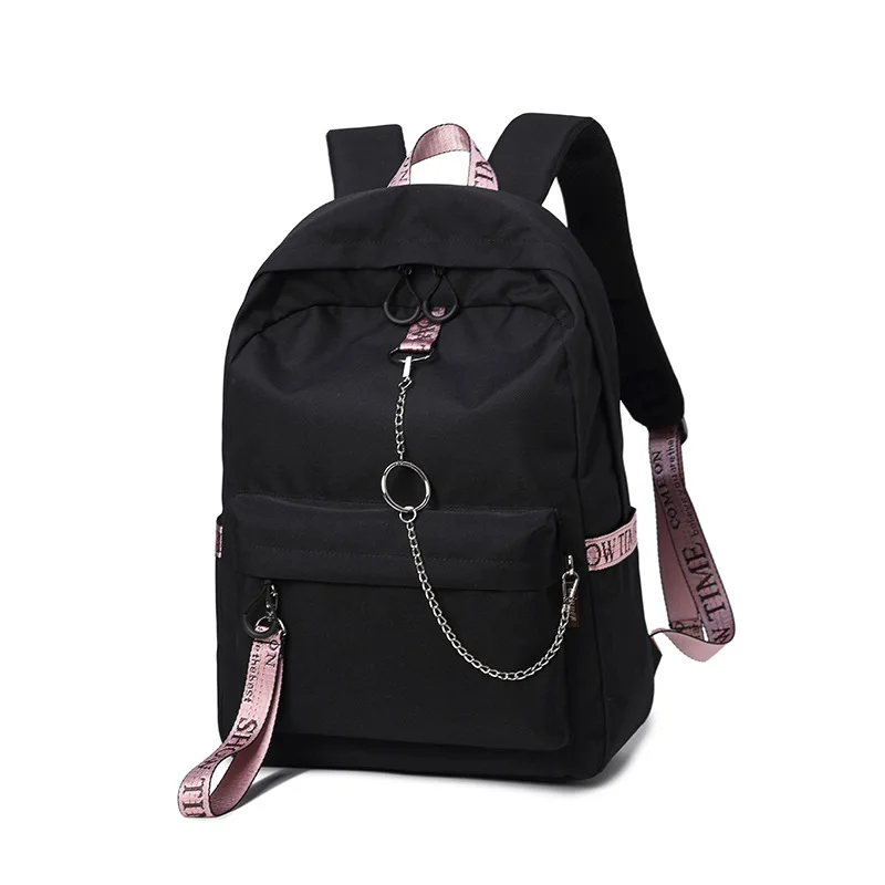 Tourya Модный водонепроницаемый тканевый женский рюкзак для колледжа, школьные сумки для девочек-подростков, рюкзак, рюкзак для путешествий, рюкзак Mochila - Цвет: black pink tape