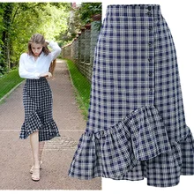 Клетчатая юбка harajuku женские юбки готический плюс размер одежда английский стиль полиэстер корейский 5xl женский хлопок черный Новинка