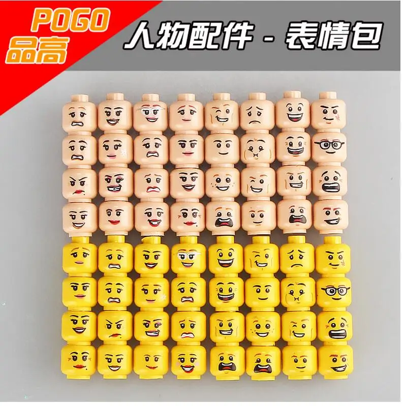 

Super Heroes Emoji Expression Minifigures Yellow and Flesh Skin Color Cool Face Building Blocks Collection Toys For Children