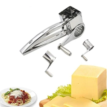 

Stainless Steel 3 Drums/Set Rotary Cheese Grater Cheese Slicer Kitchen Cheese Butter Cutter For Cake Chocolate Fondue