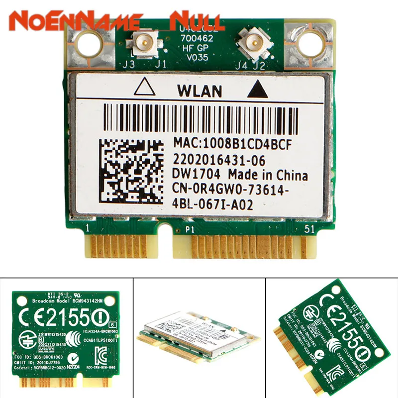 Сетевая карта Wi Fi адаптер 1 шт. DW1704 R4GW0 BCM943142HM Беспроводной 300 Мбит/с Bluetooth 4 0 MiniPCI E