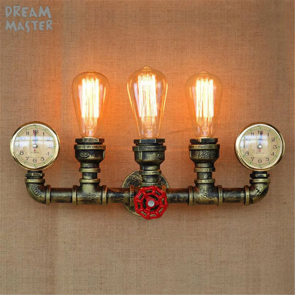 

Vintage Industrial Wall Sconce Lights Wandlamp Retro Wall Lamp 110V-220V E27/E26 Indoor clock decorative wall lighting 3-light