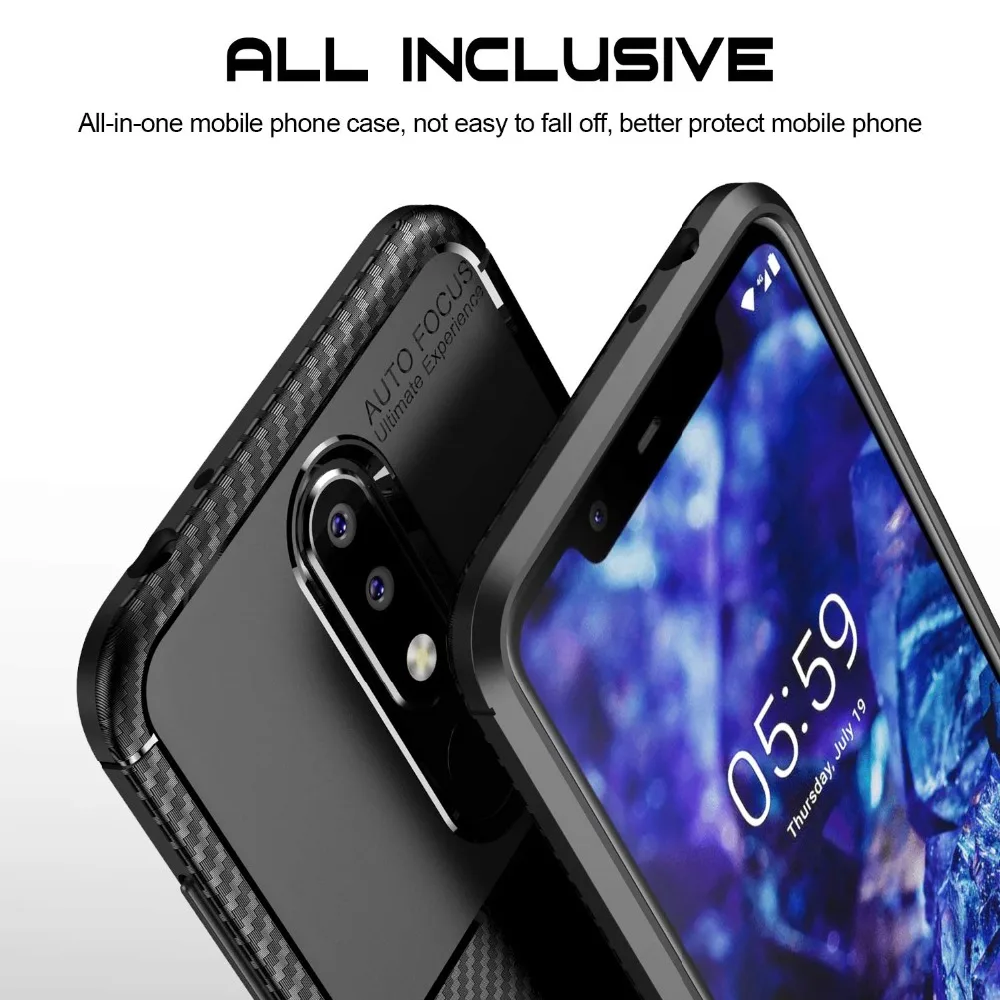 Case For Nokia 2.1 3.1 5.1 6.1 7.1 8.1 Plus X5 X6 X7 Cover Soft Silicone Carbon Fiber Case For Nokia 9 Pureview 4.2 1 Plus Cover (1)