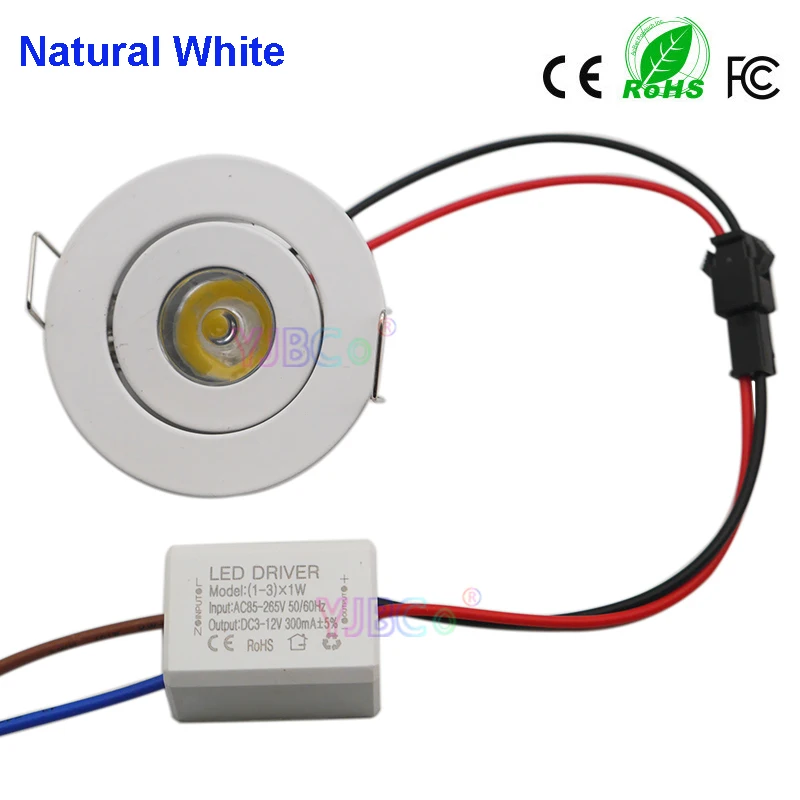 5pcs 1W Mini LED Recessed Ceiling Lamps Round High Power led Down lights with driver for Living Room Bedroom AC85-265V | Лампы и