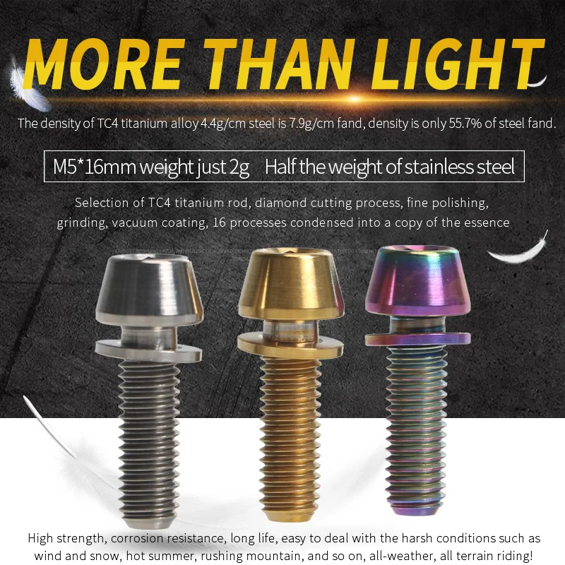 Titanium Screws M5*16mm Head Bicycle Handlebar Stem Bolts Screws