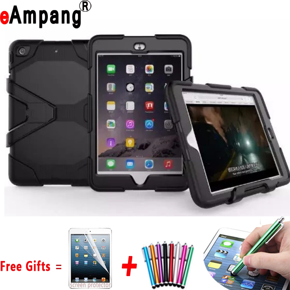 

Drop Resistance Kid Safe Silicon Protector Stand Holder Cover Case for Apple iPad 2 3 4 9.7 inch Coque Capa Funda +Screen Film