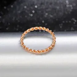 Круглые Кольца для женщин 1,5 мм тонкий розовый золотой цвет твист веревка укладка Свадебные кольца в бижутерия из нержавеющей стали