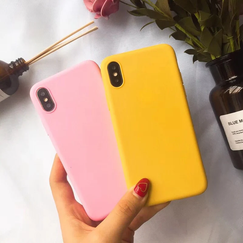 

Soft TPU Phone Case for IPhone X Xr Xs MAX 7 8 6 Plus for Apple Case 6s 5 5S SE Simple Candy Color Protective Back Cover Coque