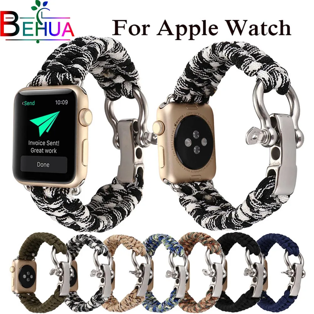 Ремешок нейлоновый Плетеный для Apple watch band 38 мм 40 42 44 многофункциональный наружный