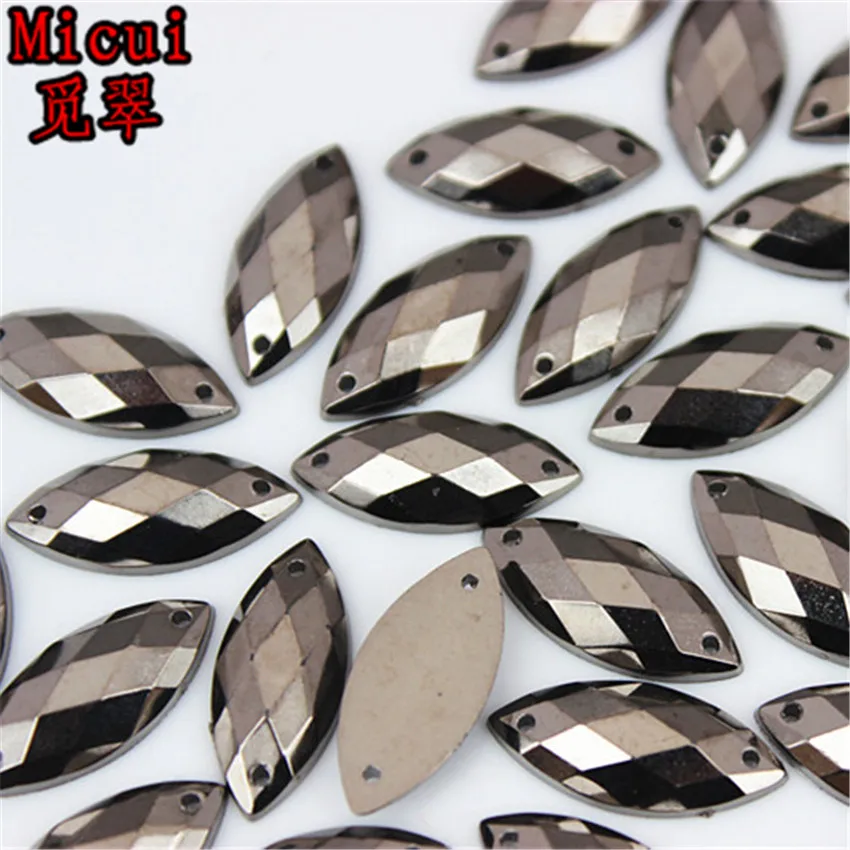 

Micui 100PCS 9*20mm Horse eye Acrylic Rhinestones Sew On Crystals Stone Sewing Flatback Appliques for Crafts Clothes MC734