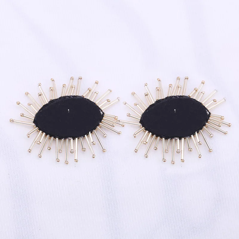 New Fashion Stud Earrings Black White Stone Geometric Earrings Round Triangle Design Punk Ear Jewelry Brincos (7)