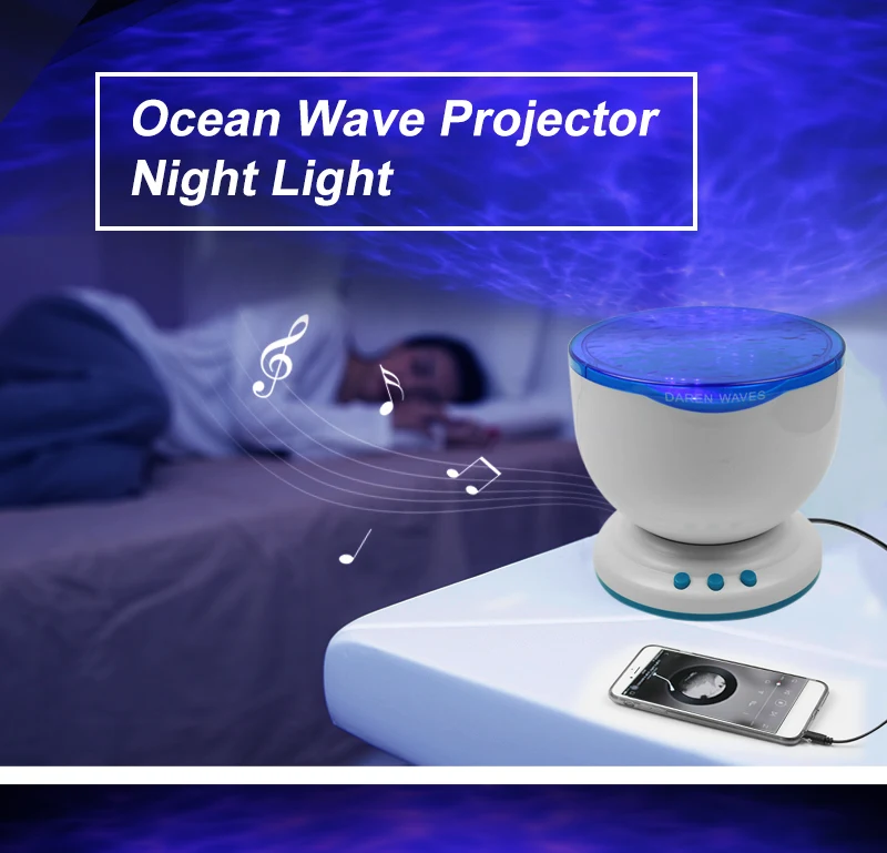 Blue Ocean Wave Projector LED Night Light RGB Sky Aurora  (1)