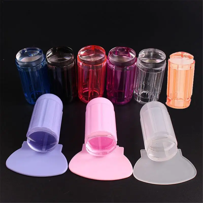 

Nail Salon New 2.8cm 9 Colors Clear Jelly Nail Art Stamper Scraper Set Silicone Marshmallow Nail Stamp Stamping Nail Tool