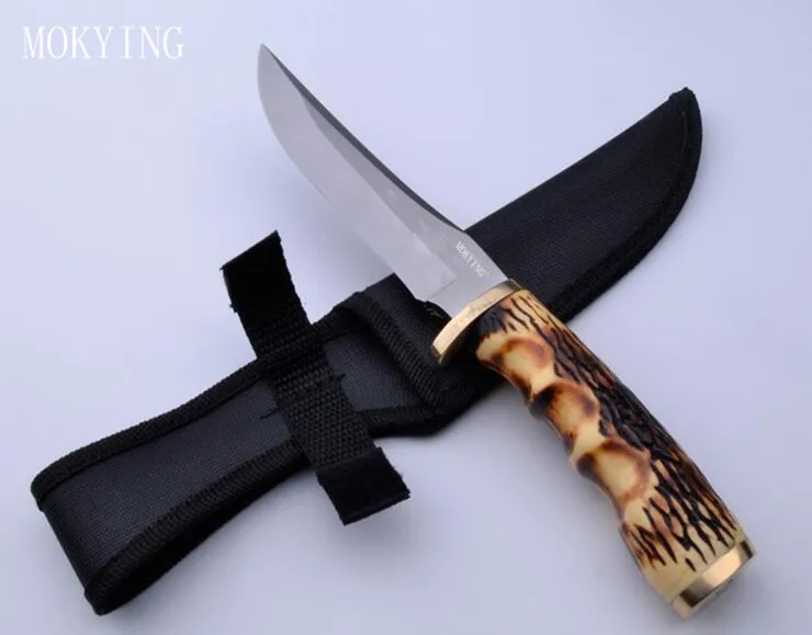 The best gift! MOKYING Survival Fixed Knives 440 Blade Bone Handle Sanding Outdoor Hunting Knife