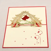 Красный Рождественский колокольчик 3D лазерная резка всплывающие бумажные открытки ручной работы на заказ поздравительные открытки подарки для любимого вечерние принадлежности 6A0809