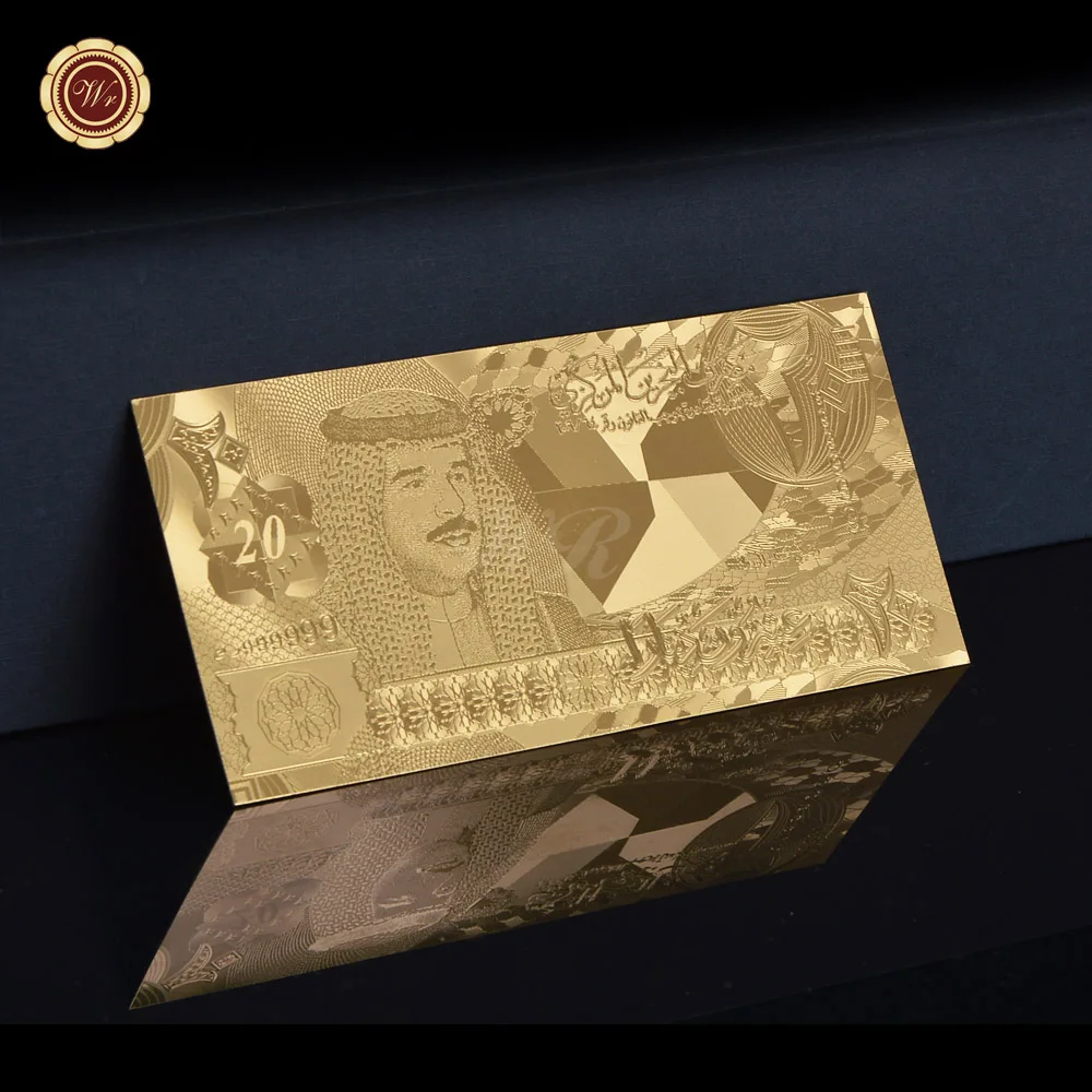 

AAA Unique Colored Gold Banknote High Quality 24K Gold Bahrain Bill Banknote .999 Gold Paper Banknote Gift for Collections