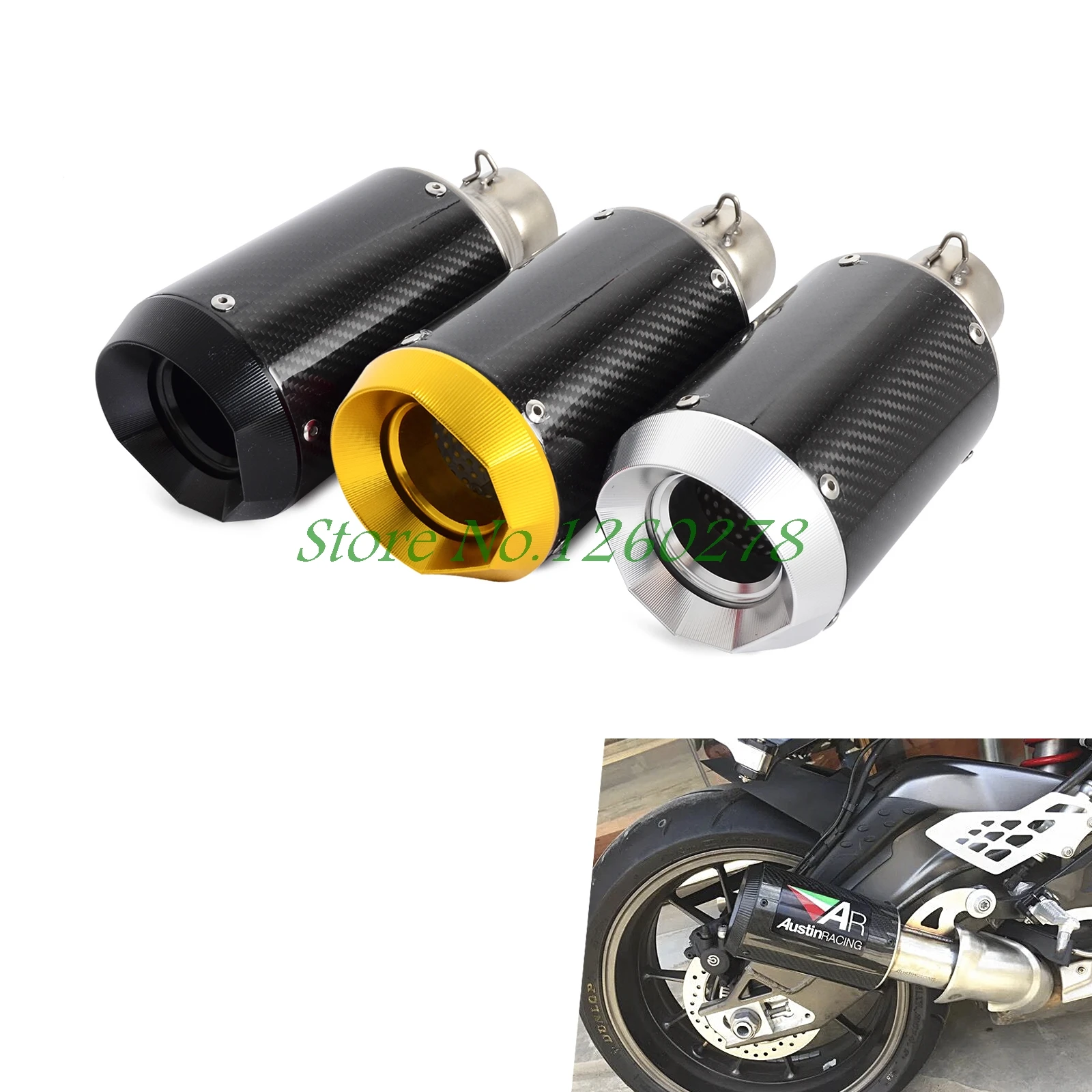 

High performance motorcycle carbon fiber slip-on exhaust muffler For Scooter Motorcycle ATV Dirt Bike Quad