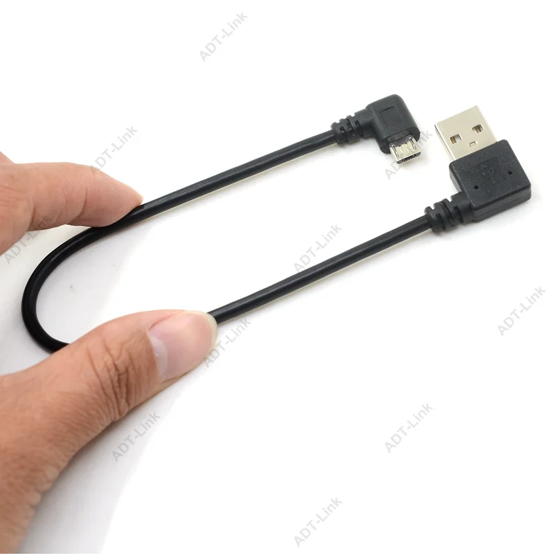 25 см короткий 90 градусов левый правый угловой USB 2 0 A штекер к Micro B Штекер кабель