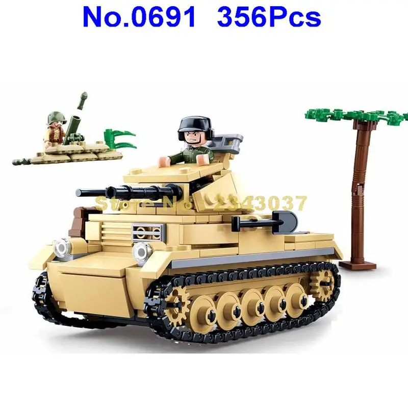 Sluban 356 шт военные мировые войны 2 ww2 panzer Танк строительные блоки игрушка|Блочные