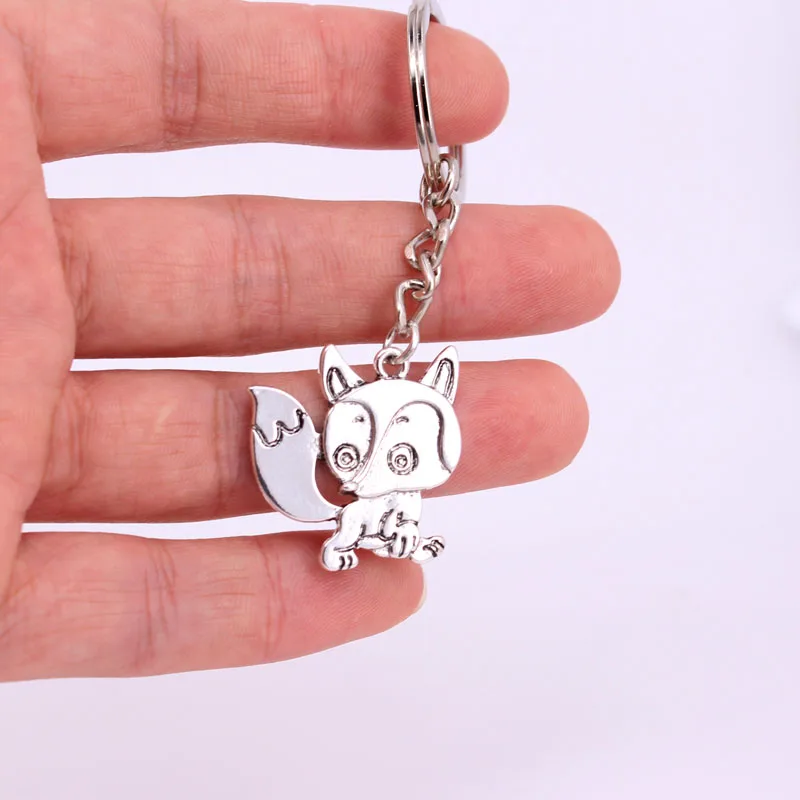 

hzew new cute fox keychain cunning Ancient silver fox key chains