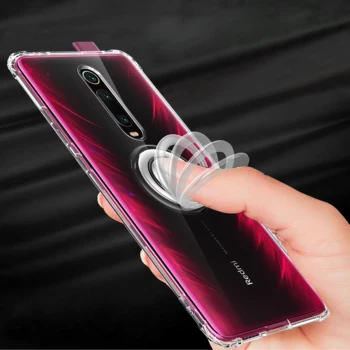 

20pcs/lot Bombable Transparent Metal Ring TPU stand cover case for XiaoMi Redmi 7 Note 7 K20/K20 Pro Mi 9 back cover case