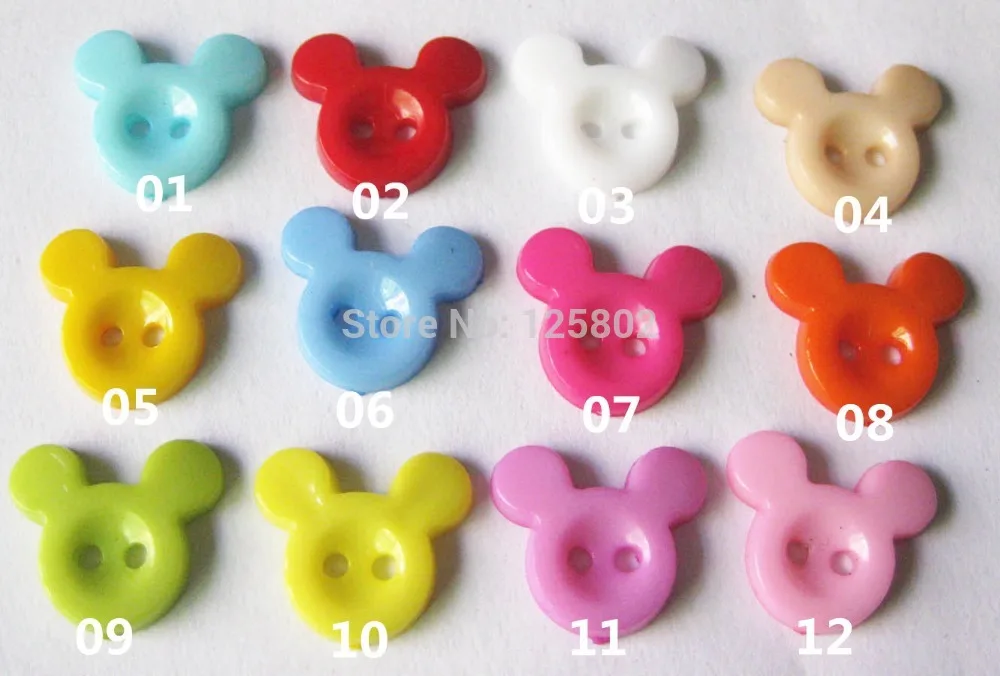 

Free shipping 500pcs Mixed color plastic mickey buttons for children clothing craft sewing buttons 15*13mm P0044