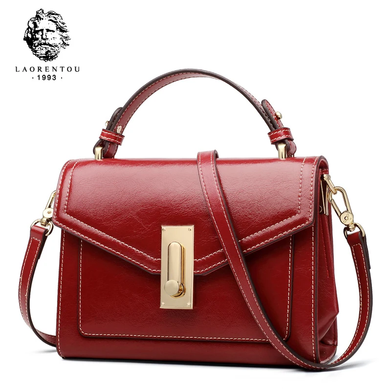 

Laorentou Brand Women Vintage Style Luxury Small Messenger Bags Lady Split Leather Crossbody Bags Party Shoulder Bags for Female