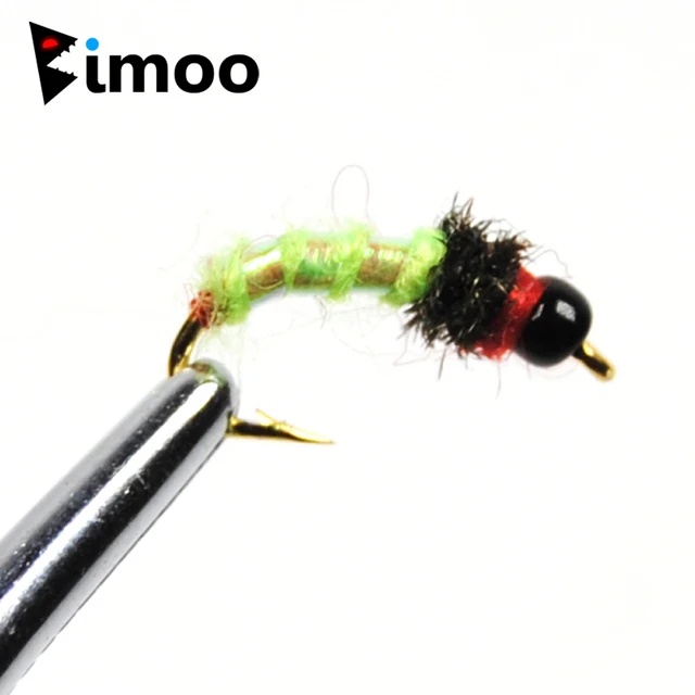 Bimoo 10pcs Pack 14 Rock Worm Caddis Black Chart Hot Spot Fly Bimoo 10pcs Pack 14 Rock Worm Caddis Black Chart Hot Spot Fly Fishing Flies