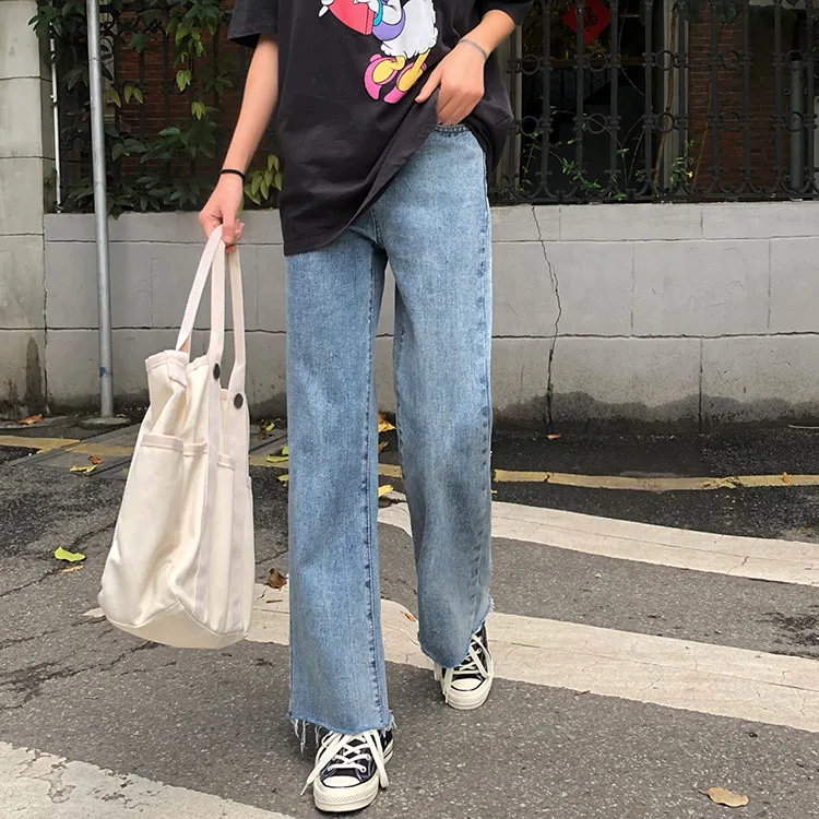 S-XL 2019 spring vintage style High Waist jeans Lady Casual straight denim jeans blue womens mom jeans for women with belt(8158)
