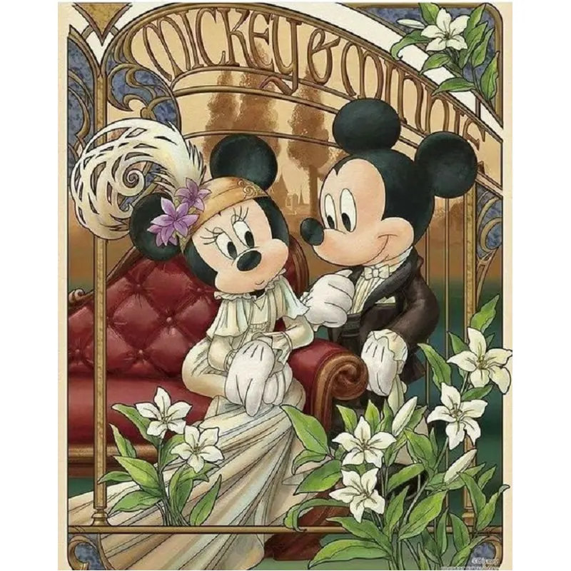 

Full Square 5D DIY Diamond Painting Mickey Minnie, Picture Diamond Embroidery,Stitch,diamond Mosaic,stickers,home decor