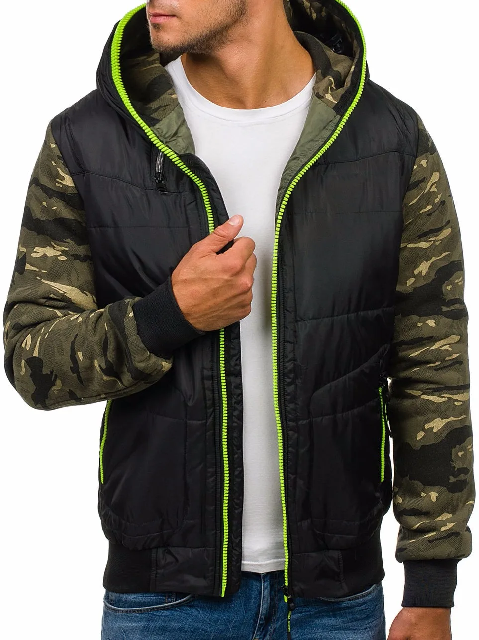 ZOGAA men winter jacket Casual fashion stitching color military style parka men 2019 new Thick Cotton Hooded Zipper clothes