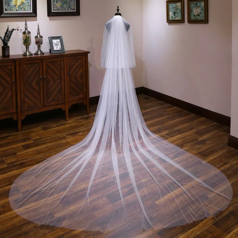 Wedding Veils Cathedral Length Comb 2 Tiers Cover Face Bride Bridal Accessories