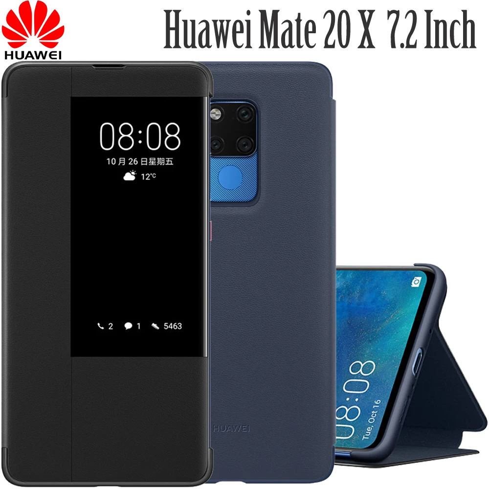 Официальный флип-чехол для Huawei Mate 20 X, кожаный чехол для Huawei Mate 20 X, умный сенсорный чехол с окном, чехол для телефона Mate 20X, чехлы для телефонов