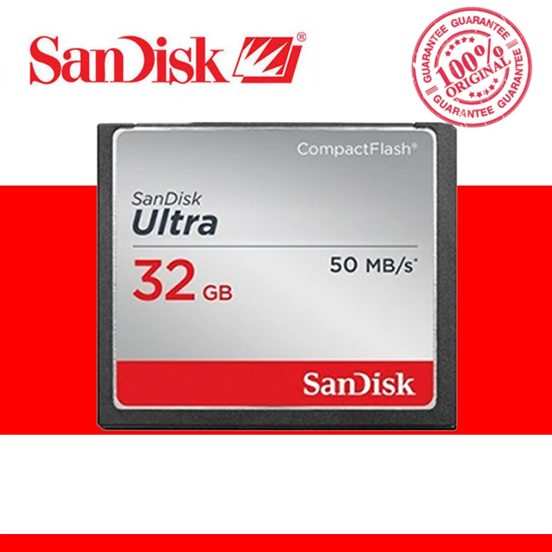 100% оригинальная карта памяти SanDisk Fit Ultra CF компактная флеш 32 Гб 50 флэш накопителей