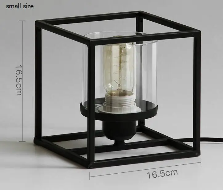 Светильник в ретро-индустриальном стиле, настольная лампа, простая прикроватная лампа для спальни, ретро промышленный железный светильник для офисного кабинета, железный кубический метр ZH GY203 - Цвет абажура: small size