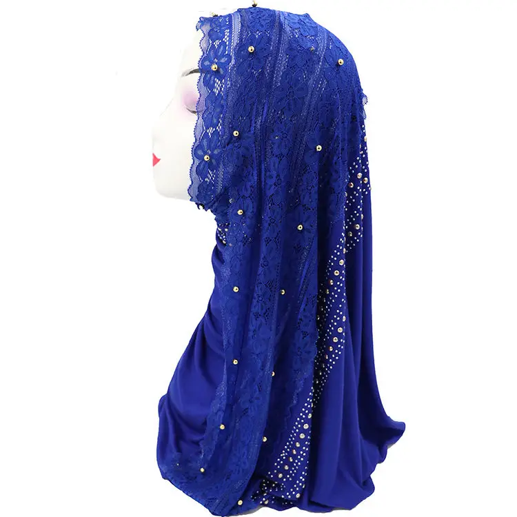Хлопковый мусульманский хиджаб шарф женский платок исламский тюрбан женский кружевной Стразы платок длинный шарф для мусульманки шаль 9 цветов