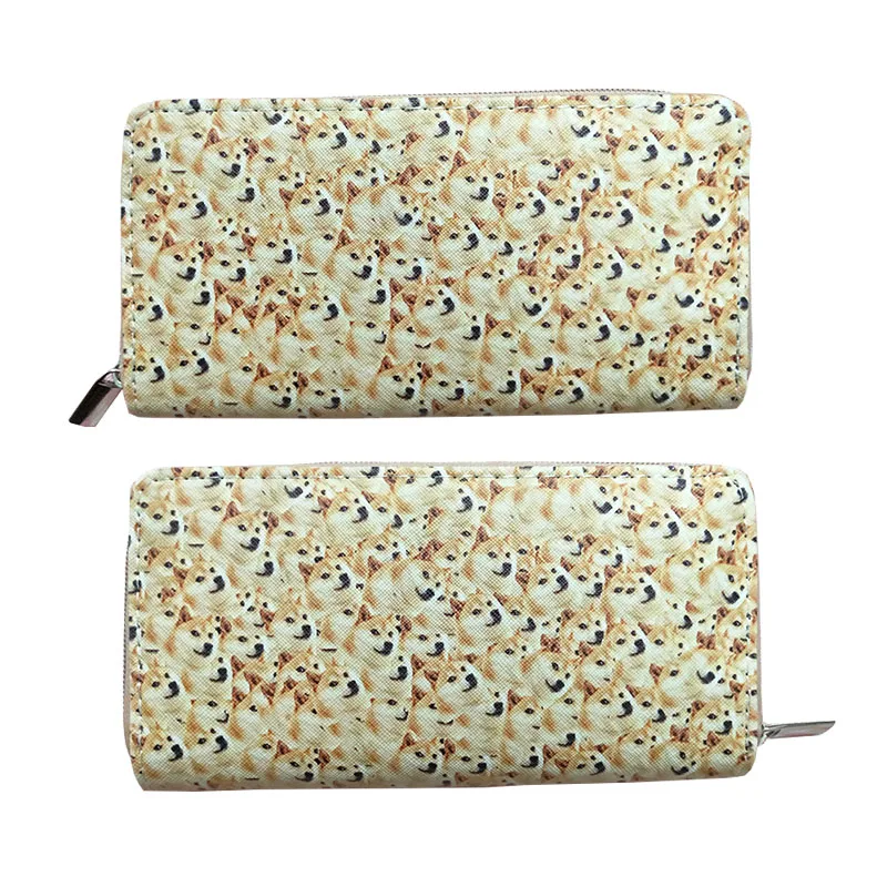 

Doge Emoji Long Wallet Women Men Purses Coin Purse Card Holder Wallets Shiba Inu Clutch Money Bag PU Leather Wallet