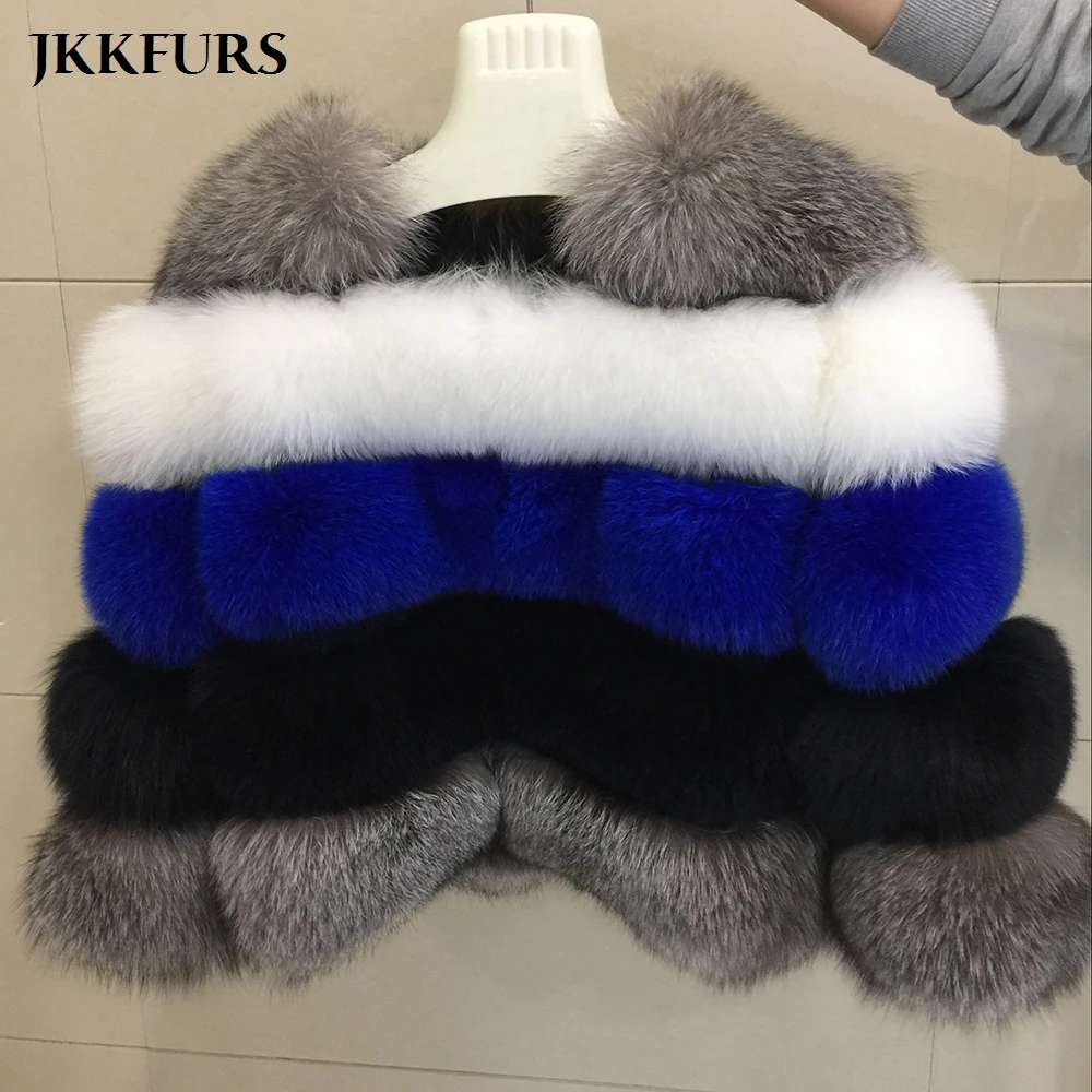

Women's Real Natural Fox Fur Coats Mied Multiple Color Silver Fox Fur Outwear Winter Thick Warm Fashion Crop Jacket S1796S