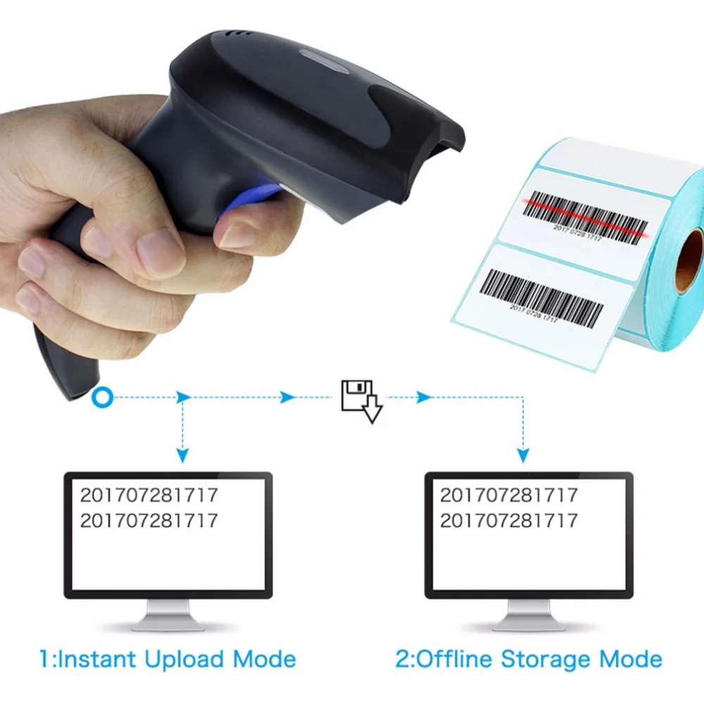 Milestone MHT W6 Scanner Wireless 1D Barcode Scanner CCD Barcode Reader 2 4 Ghz Wireless and 5