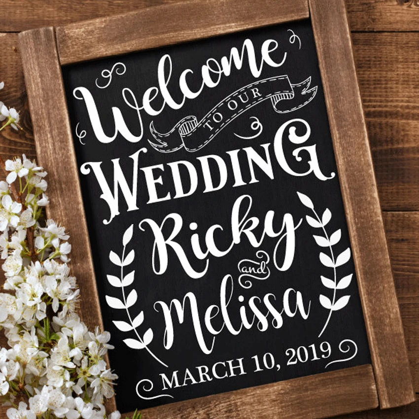 

Welcome Sign Wall Vinyl Stickers Mural Custom Wedding Sign Decoration Wedding or Anniversary Personalized Names Decor N101