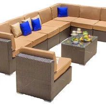 Всепогодный 6 человек полимерный Плетеный для дворика секционные угловой диван