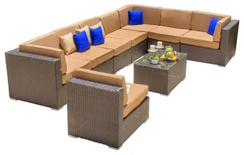 

All weather 6-Person Resin Wicker Patio Sectional Corner Sofa Set