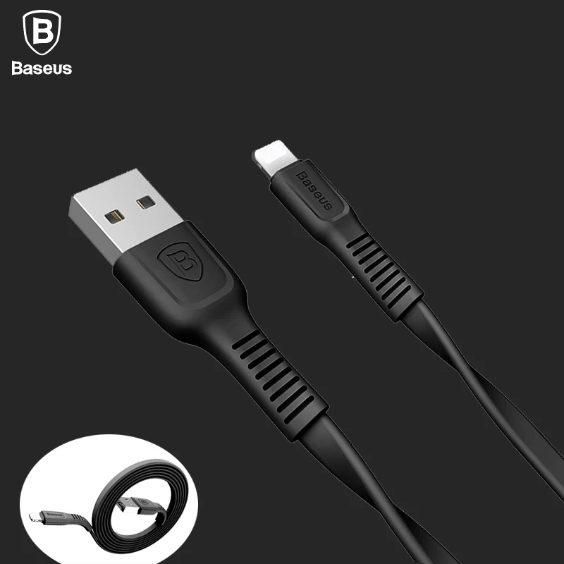 Beste Baseus Platte usb kabel voor iPhone X 8 plus 7 plus 6 6 s plus 2A datum opladen lader kabel voor iPhone lightning cable cord