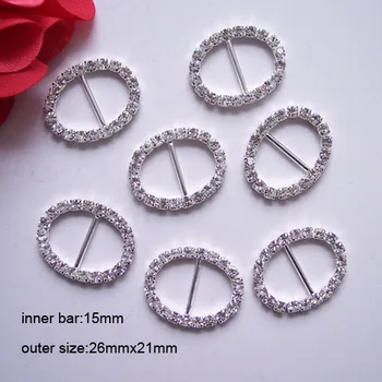 

(J0013-15mm) 15mm inner bar oval rhinestone buckle for wedding invitation card